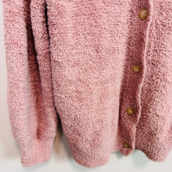 Susina plush fleece Cardigan sweater womens 1X pink button front - Picture 4 of 6